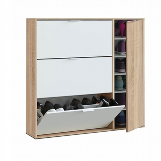 Zapatero Recibidor 4 Puertas. Roble Canadian/Blan