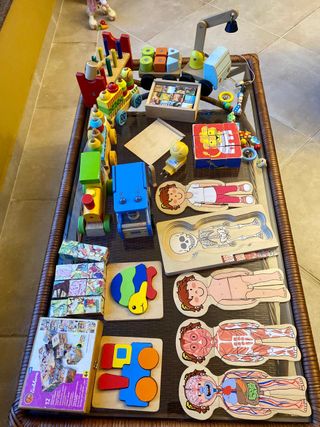 Lote Juguetes Madera Educativos + Peluches