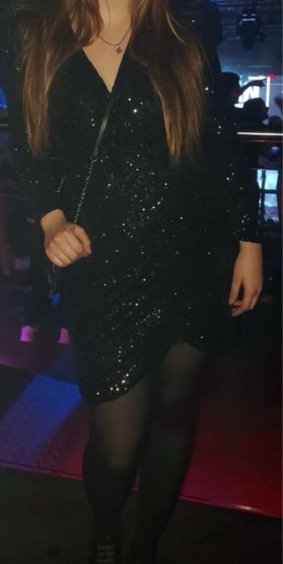 Vestido negro lentejuelas Ideal para Nochevieja