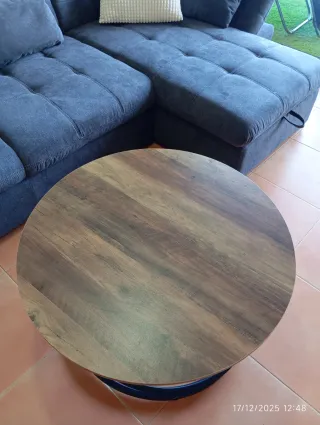 Mesa auxiliar redonda , estructura negro