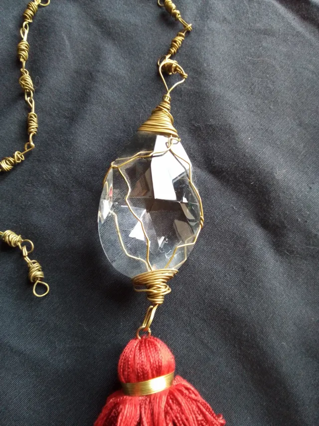 2 Cortinas Cristal y Borla Roja