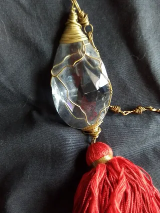 2 Cortinas Cristal y Borla Roja