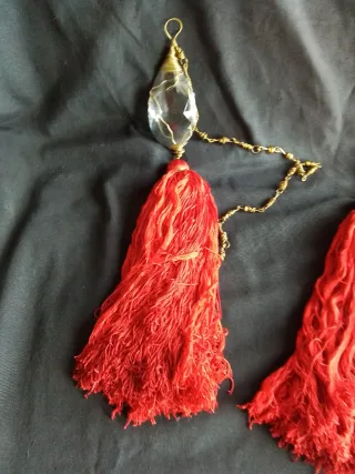 2 Cortinas Cristal y Borla Roja