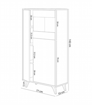 Vitrina 3 Puertas. Roble Canadian/Blanco Artik