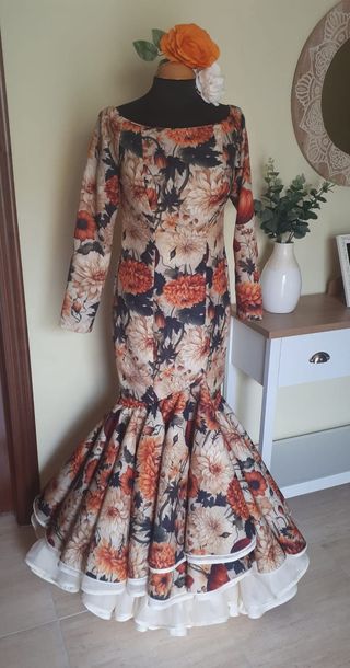 Traje Flamenca Flores Lunares Talla Única