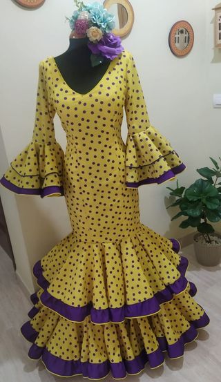 Traje Flamenca Flores Lunares Talla Única