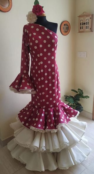 Traje Flamenca Flores Lunares Talla Única