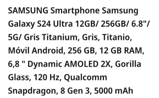 Samsung Galaxy S24 Ultra Gris/Plata Titanio