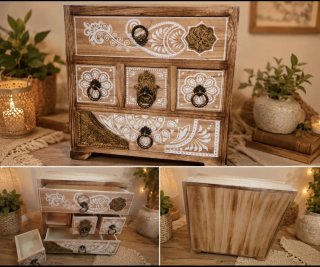 Cajonera decorativa madera y metal