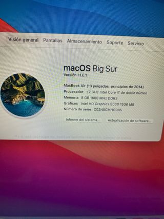 MacBook Air i7 8GB RAM 256GB SSD 2015