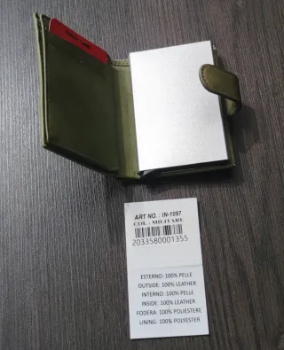 Portafoglio AS IN-1097 Militare Pelle Verde