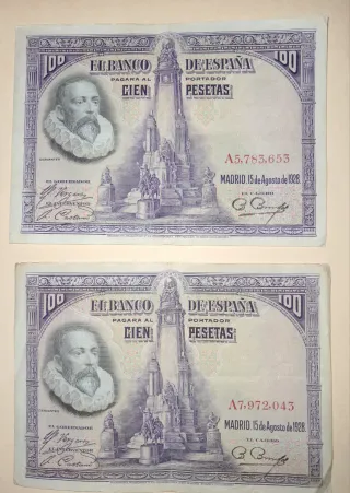2 Billetes 100 Pesetas Banco de España 1928
