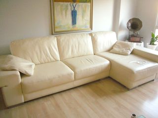 Sofá Gran Fort piel natural Beige