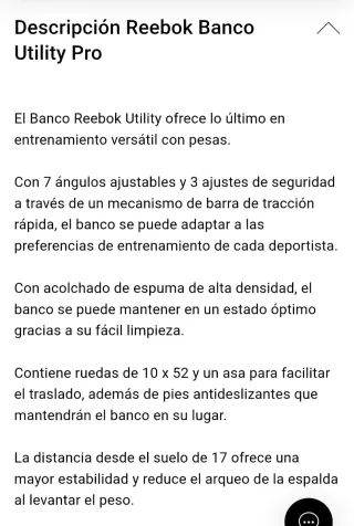 Banco de pesas Reebok (precio original 395€)