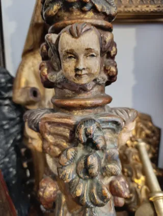 Columnas barrocas madera antiguas pareja