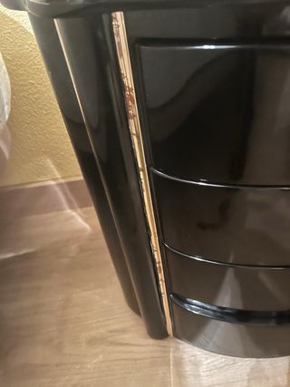 Mesillas de noche negra de madera maciza