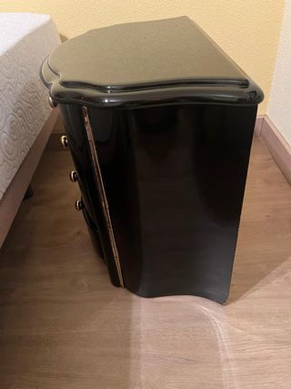 Mesillas de noche negra de madera maciza