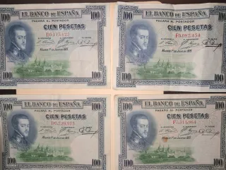 4 Billetes 100 Pesetas Banco de España 1925