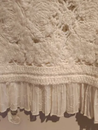 Blusa Zara Crochet Blanco Mangas Gasa Talla S