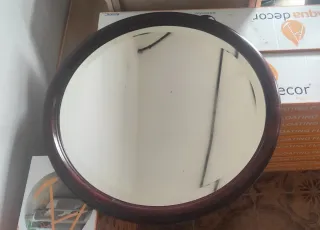 Espejo redondo marco madera diámetro 70