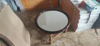 Espejo redondo marco madera diámetro 70