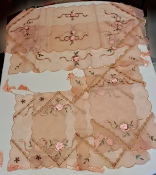 Set 6 centrini rosa antico in 4 misure diverse