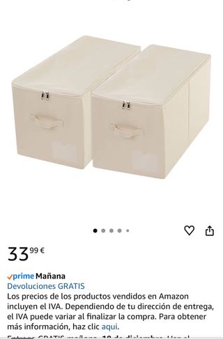 Caja de almacenamiento de tela beige