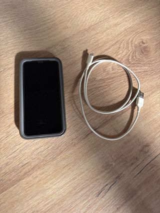 iPhone X 64GB, 73% batería, con funda y cable
