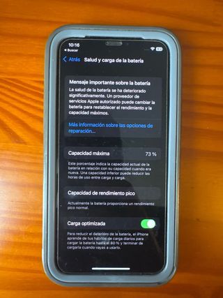 iPhone X 64GB, 73% batería, con funda y cable