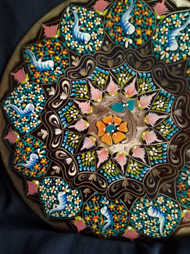 2 Platos Cobre Pintados a Mano