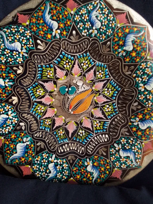 2 Platos Cobre Pintados a Mano