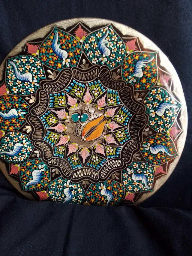 2 Platos Cobre Pintados a Mano