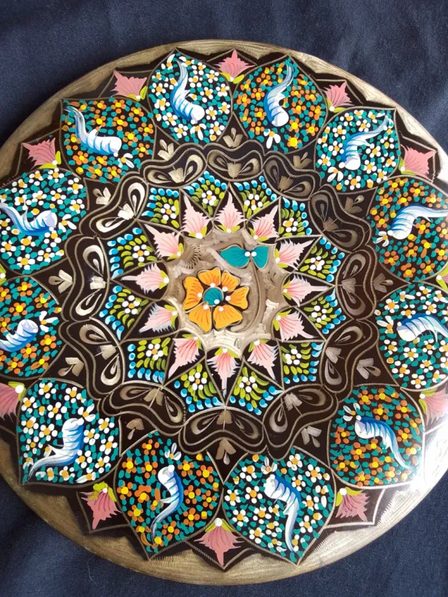 2 Platos Cobre Pintados a Mano