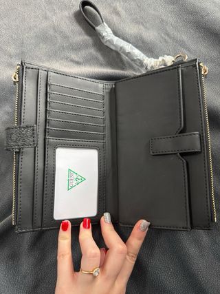 Portafoglio Guess nero con logo monogram