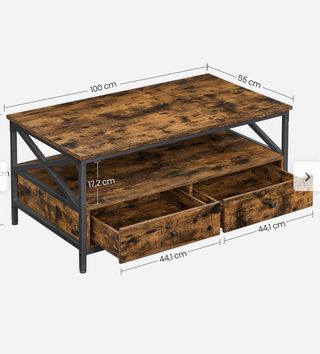 Mesa centro 2 cajones madera y metal