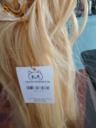 Peluca sintética rubia 1m larga