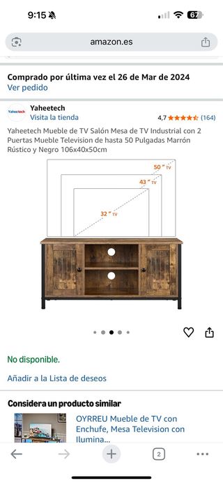 Mueble TV madera y metal