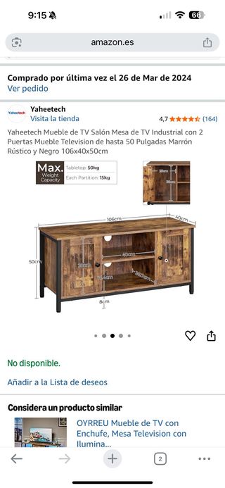 Mueble TV madera y metal