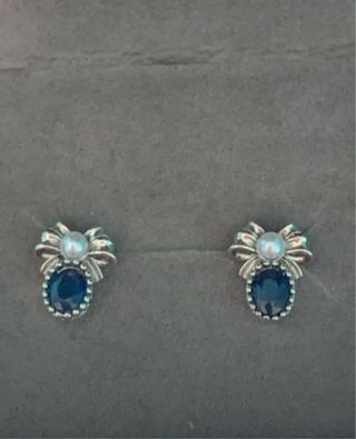 Pendientes Plata Zafiros Naturales y Perlas