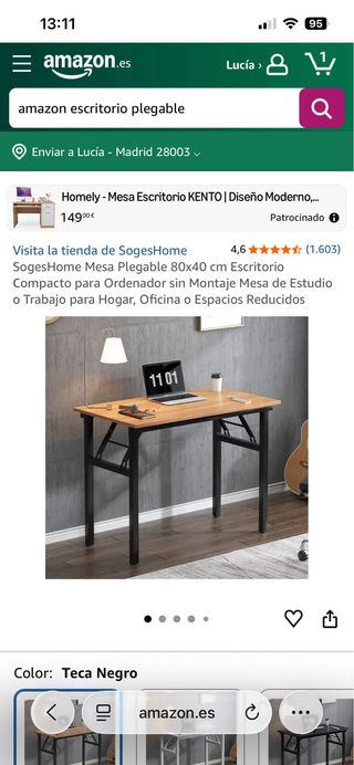 Escritorio plegable madera y metal