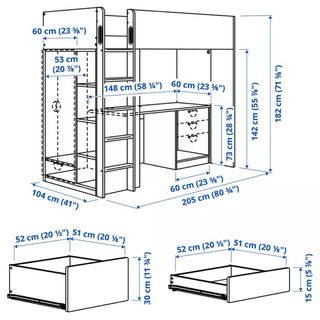 Cama alta blanca SMASTAD