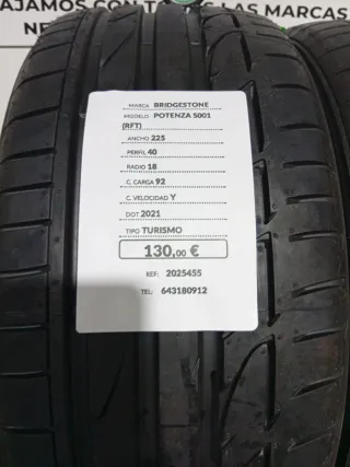 225 40 18 92Y BRIDGESTONE POTENZA S001 RUNFLAT