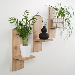 Juego 3 Estantes Madera Plantas