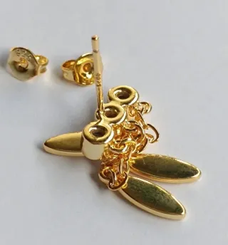 Pendientes Plata Baño Oro 3 Colgantes