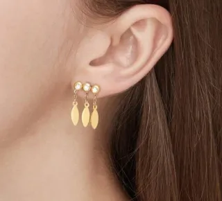 Pendientes Plata Baño Oro 3 Colgantes