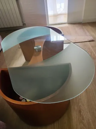 Mesa de centro cristal y madera