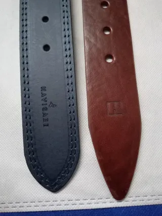 Set 2 Cinture Uomo Pelle Blu Marrone