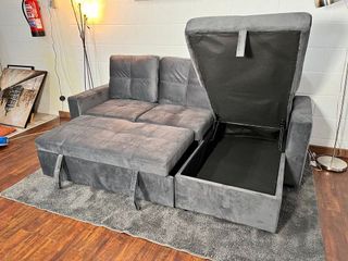 Sofá Cama Gris con chaiselongue