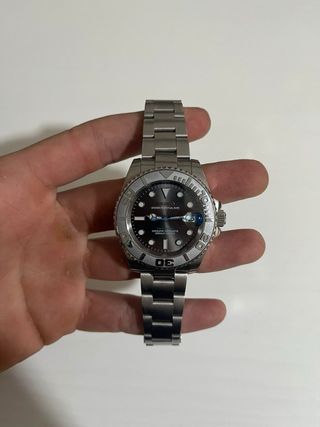 SEIKO MOD YACHTMASTER Negro/Plateado