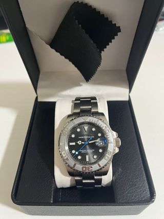 SEIKO MOD YACHTMASTER Negro/Plateado